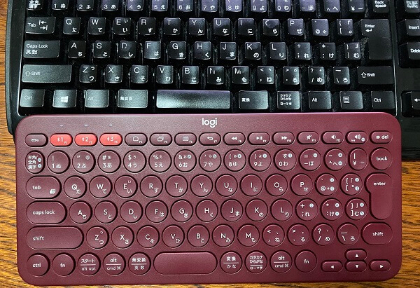 K380と通常のキーボード横幅の比較